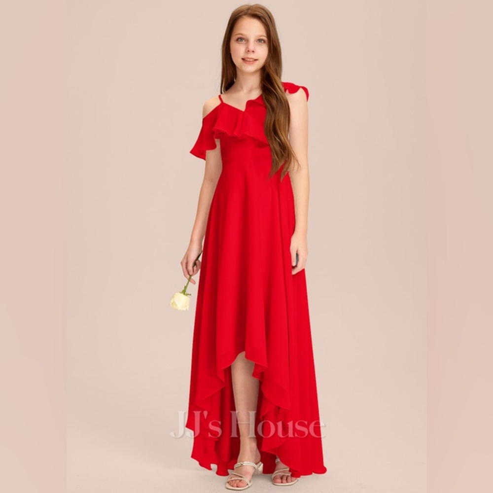 JJ’s House A-line Asymmetrical Asymmetrical Chiffon Junior Bridesmaid Dress